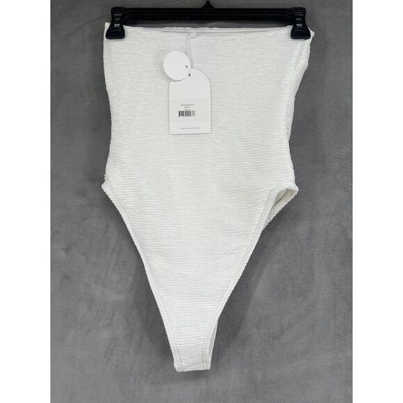 Rumer Rosa Bodysuit Size Small White Ribbed Strapless - Picture 5 of 9